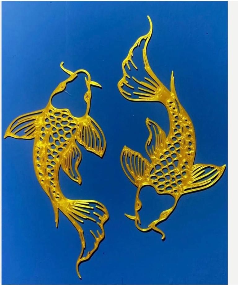 Pair of Gold Koi Fish Wall Decor – As New
