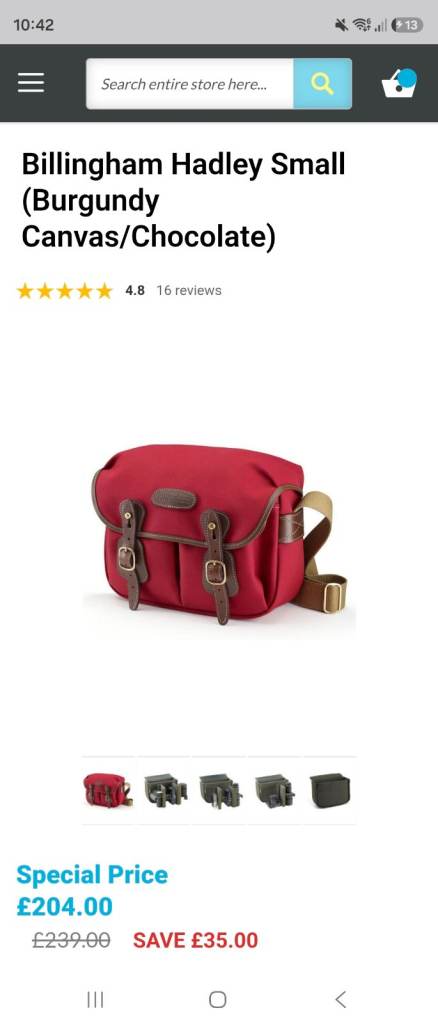 Billingham Hadley Small Camera Bag - Burgundy Canvas/Chocolate Leather