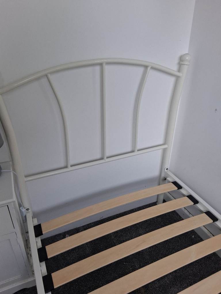 White Metal Bed Frame Headboard & Footboard