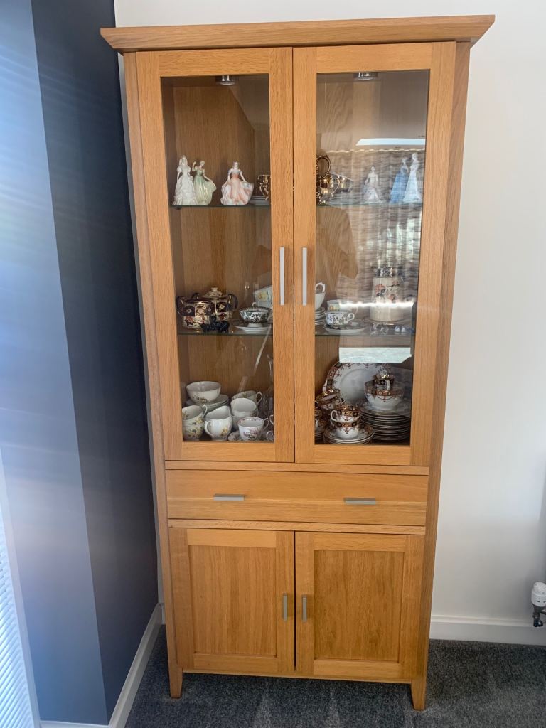 Oak display cabinet and sideboard
