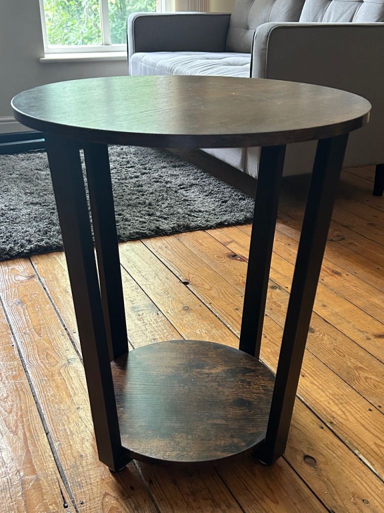 Good Condition Round Brown Wooden Side Table