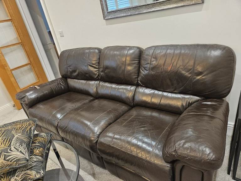 3 seater brown leather sofa £100