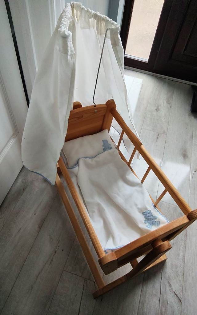 Vintage,dolls wooden rocking crib 