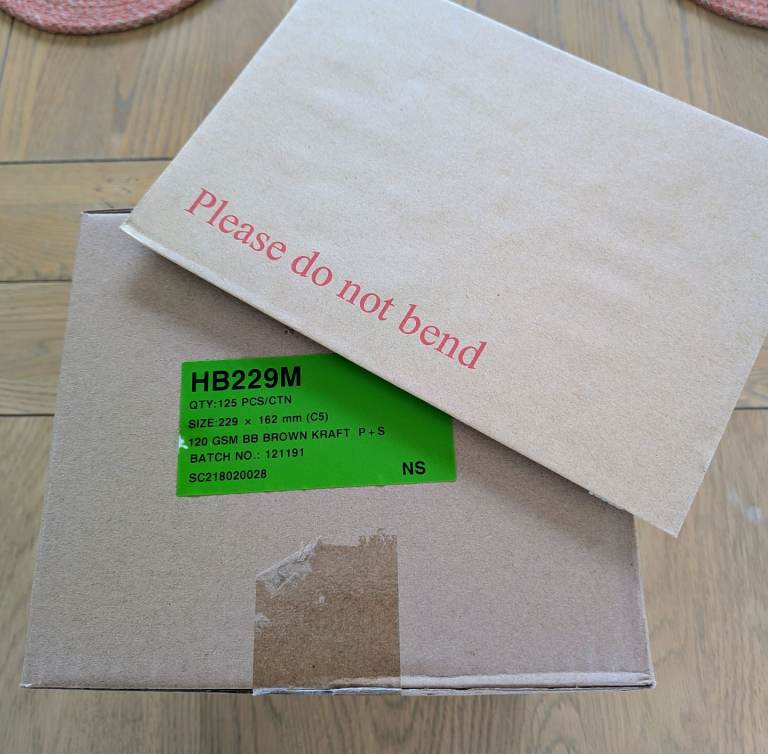 Brand new box of 125, C5 board backed envelopes 