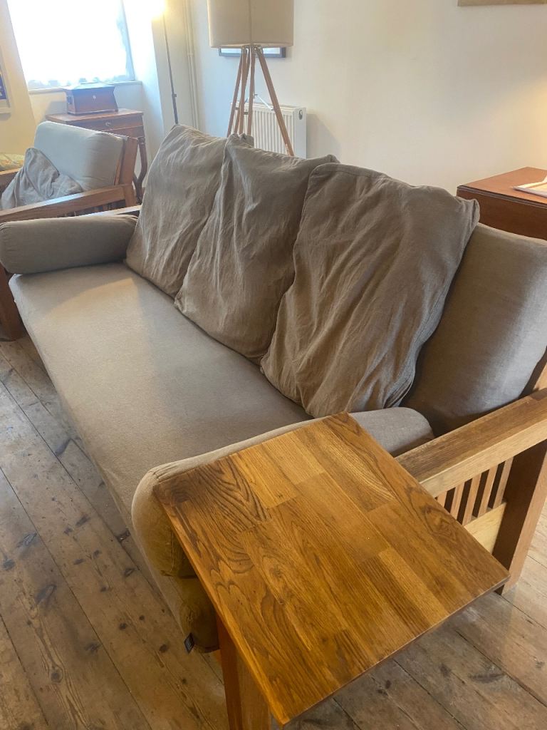 Futon Company OKE 3 seater. Solid oak