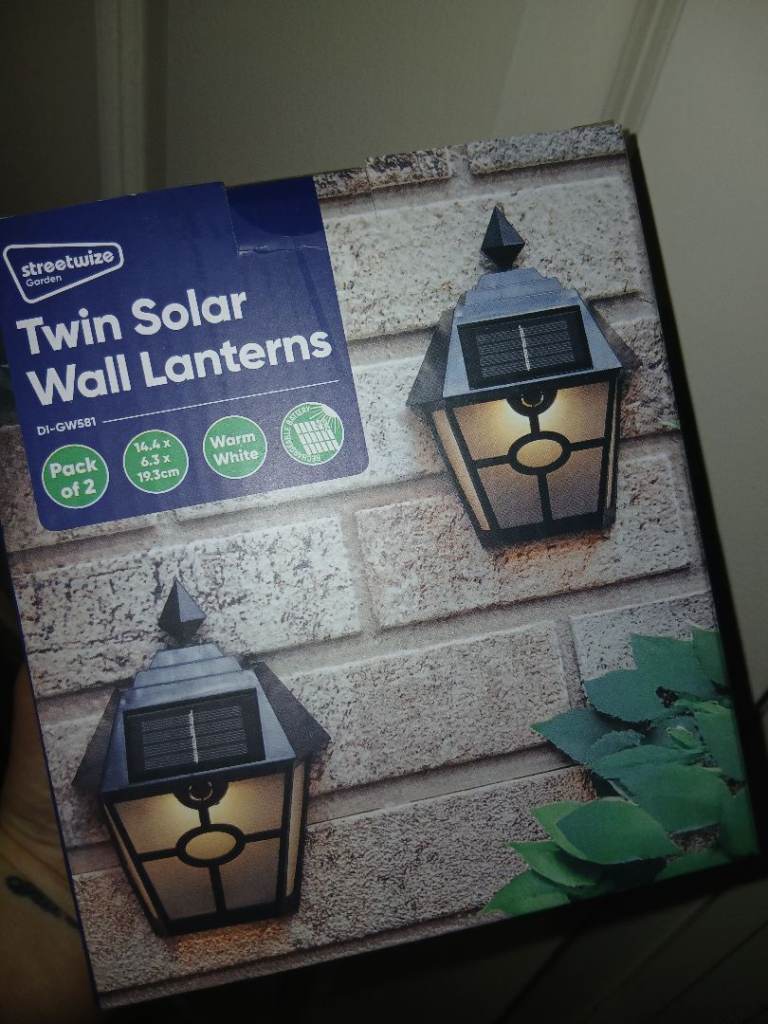 Garden Twin Solar Wall Lanterns - New in Box