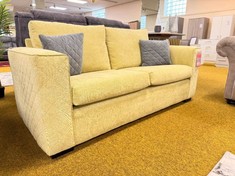 Yellow Fabric Two-Seater Sofa Ex-Display