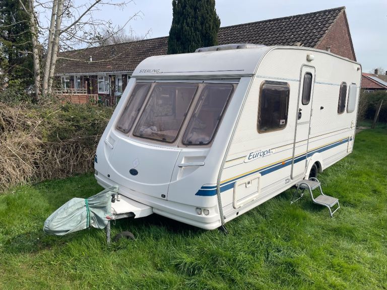Sterling Europa 4 Berth Fixed Bed Caravan & Full size Awning Solid Dry Caravan All Round.   