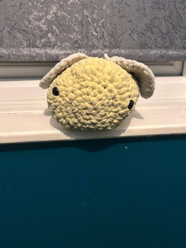 Soft croteched bee and gray monster plushies handmade by 13 yr old girl ...