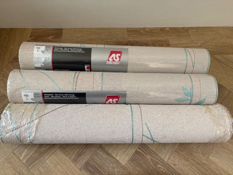 3 Rolls of New AS Creation Tea Garden Floral Motif Wallpaper in cream and Duck Egg Blue 