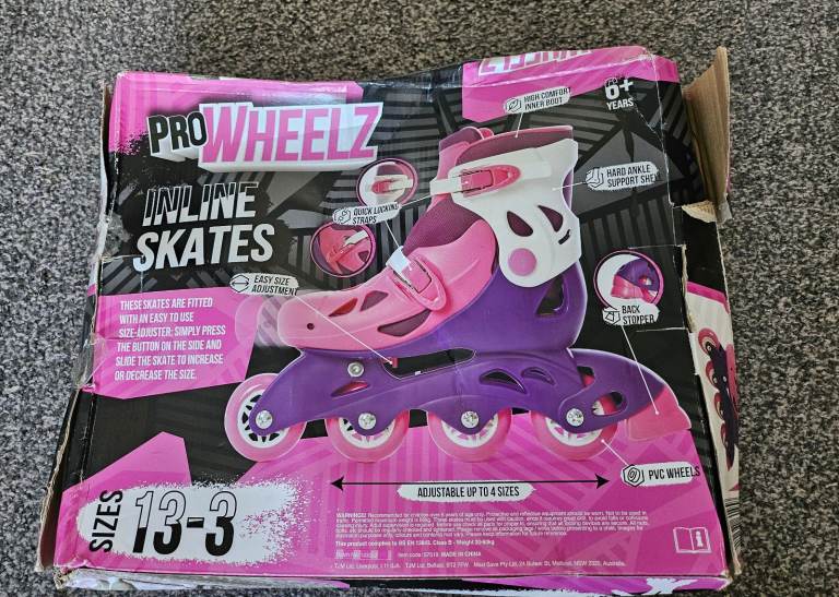 Pro Wheelz Inline Skates Pink Size 13-3