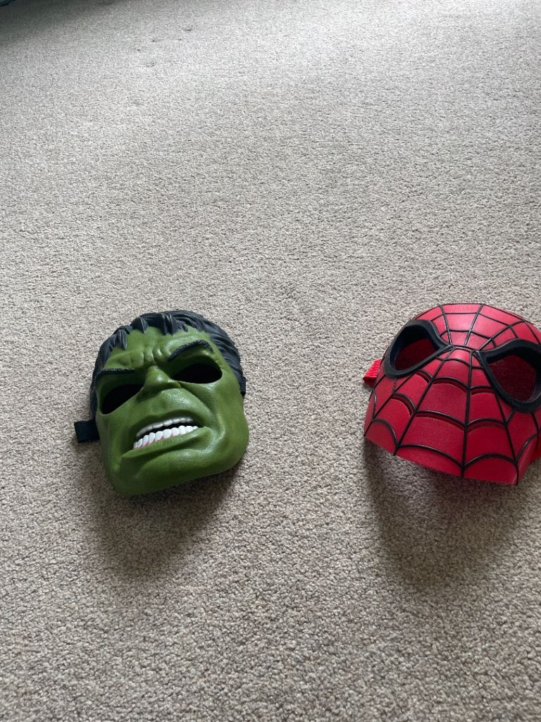 Hulk & Spider-Man Fancy Dress Masks – Good Condition