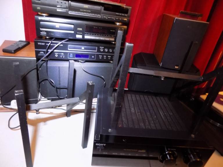 a pair off  Heavy Duty Adjustable Metal Floor Speaker Stands