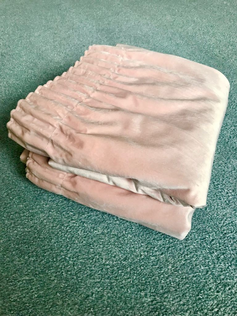 2 x Long Julian Charles Matte Velvet Blush Dusky Pink Pencil Pleat Curtains Curtain Flat Home Decor