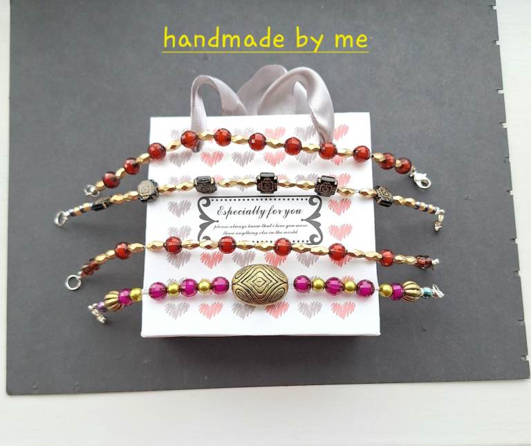 Bundle of 4 handmade costume jewellery bracelets/anklets
