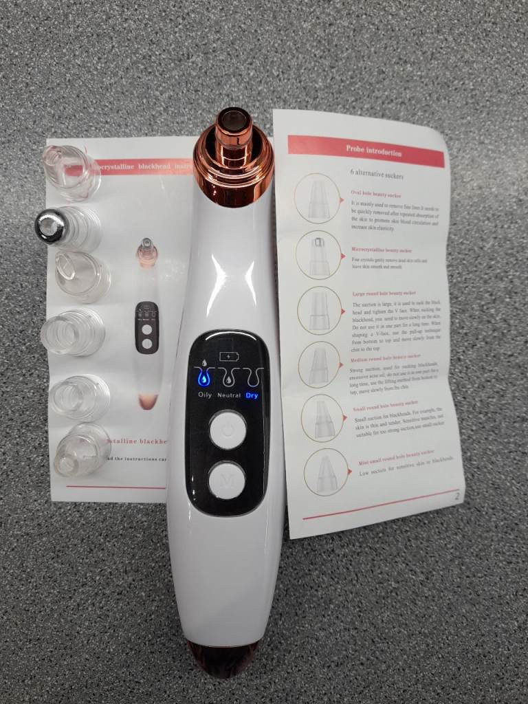 Blackhead Instrument,  Rechargeable Electric Blackhead Remover Vacuum Face Pore Acne Pimple Cleaner