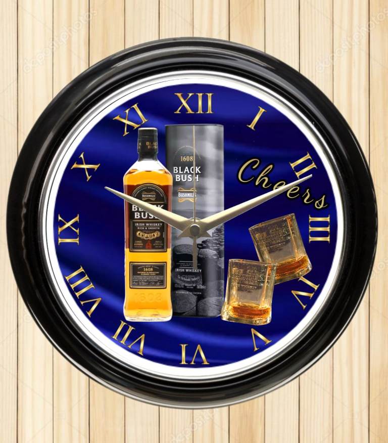 Bar, man cave whisky drinks 10 inch wall clock 