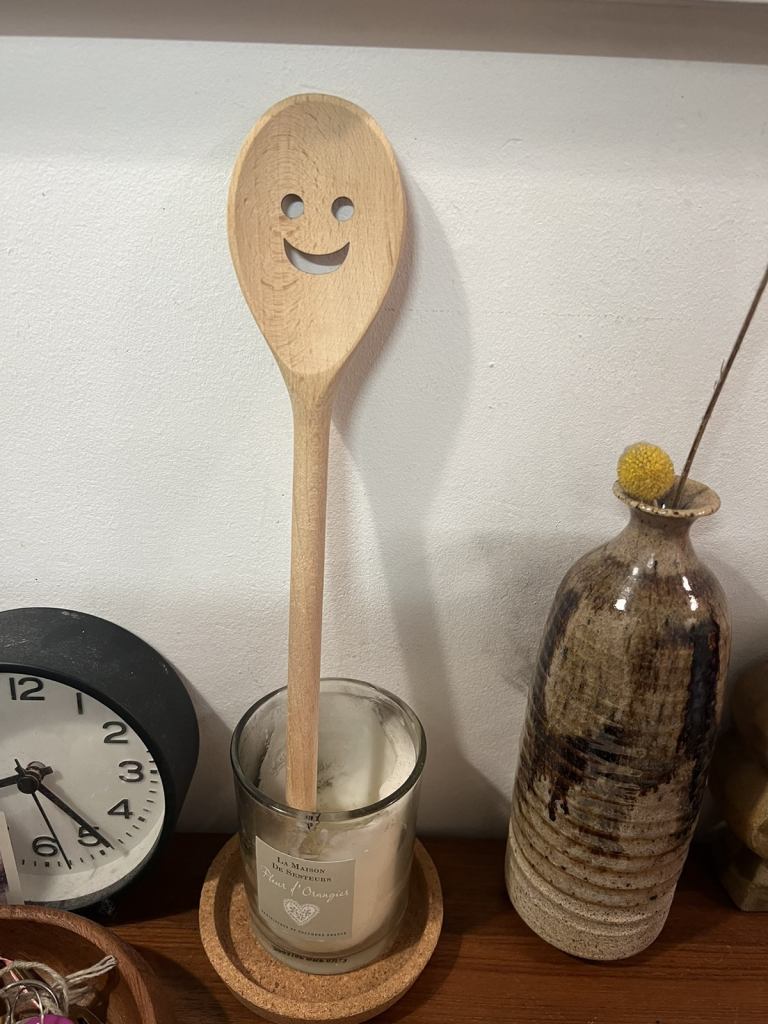 New Smiley face wooden spoon x 2