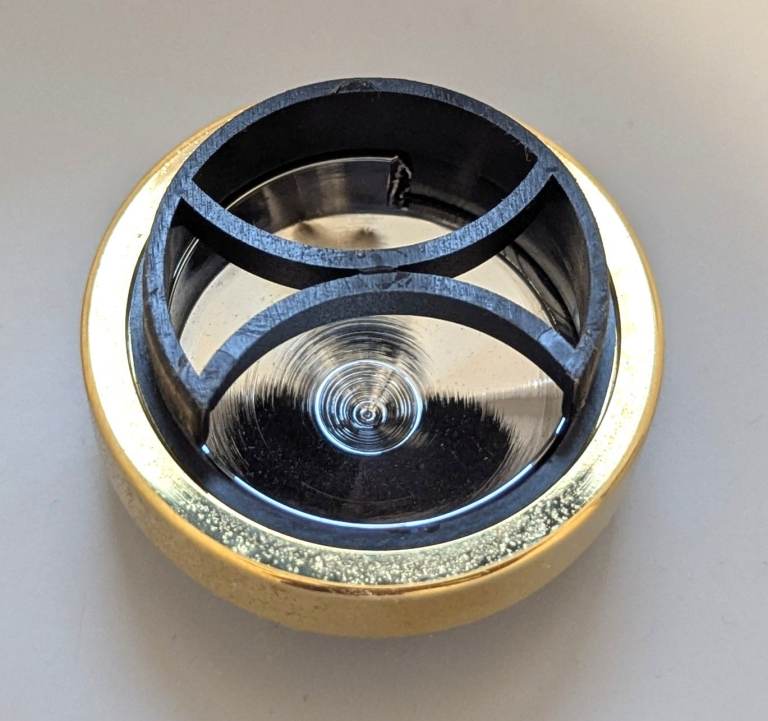 KEUCO APOLLO 2 GLASS TUMBLERS CHROME HOLDER GOLD TRIM 14cm W x 11cm D x 9.5cm H