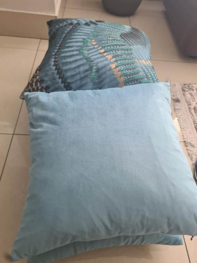 Luxury art deco suede velvet embroidered cushions x 4 48cm 
