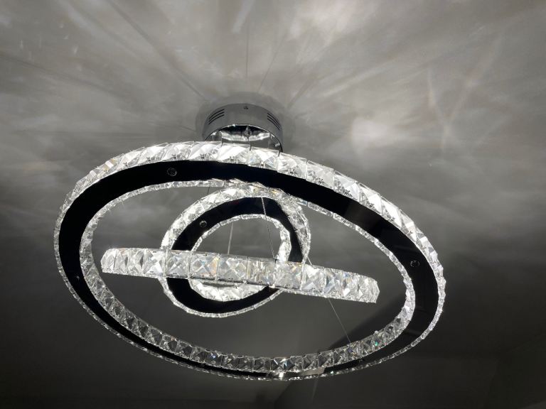 Ceiling light and floor lamp.