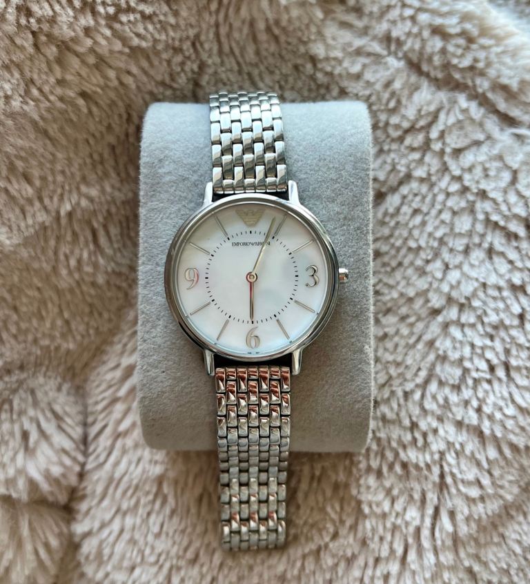 Emporio Armani Mother of Pearl Dial Silver Steel Watch