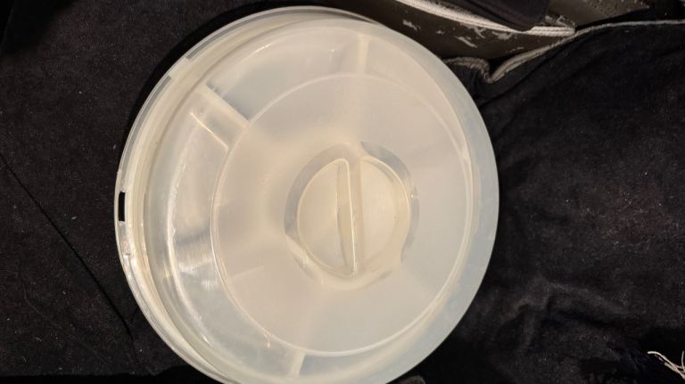 Round Divided Serving Platter with Lid – White, Good Condition