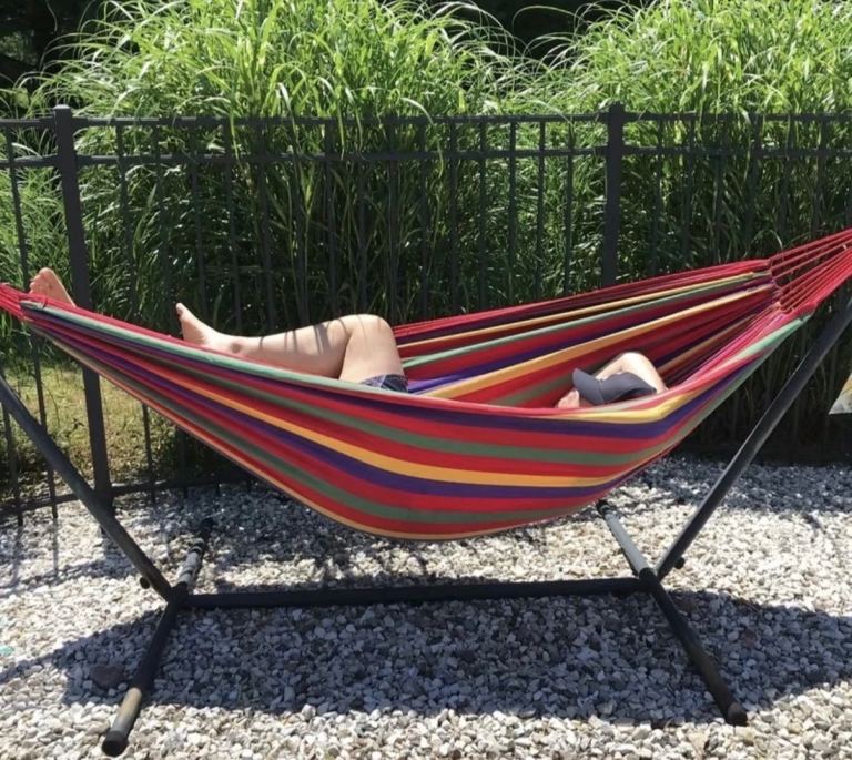 Red hammock and stand with FREE Bag and Tree ropes