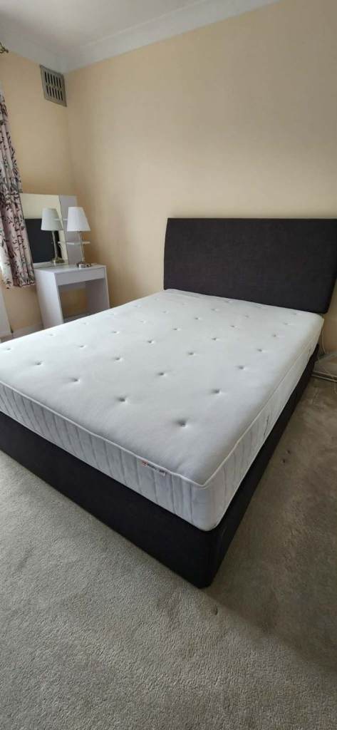 King Bed with Mattress, Storage drawer, and Headboard – Good Condition