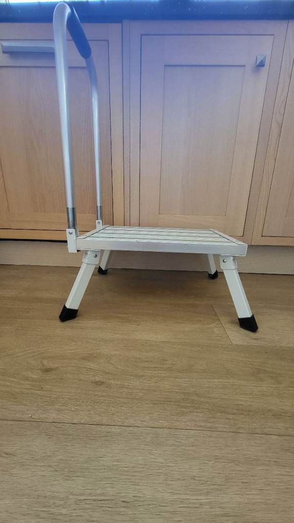 CARAVAN OR MOTORHOME STEP WITH HAND RAIL & RESERVED SIGN
