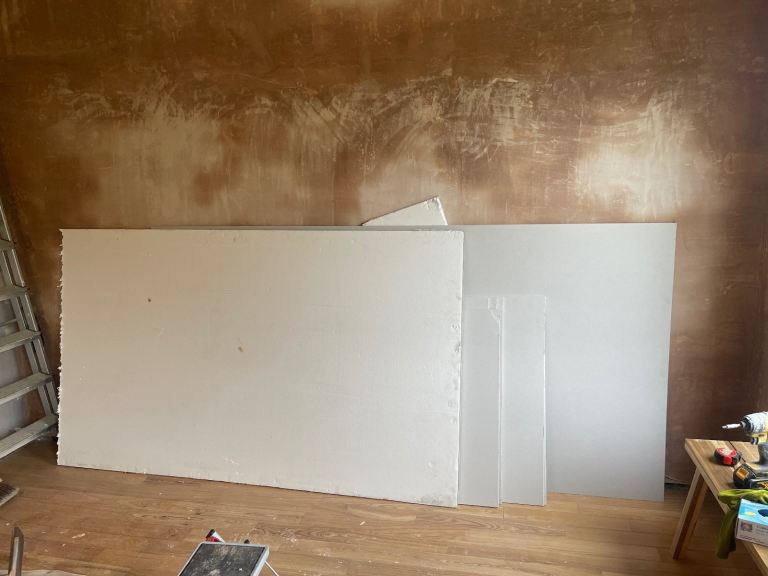 Full 9.5mm plaster board and part of insulated plasterboard