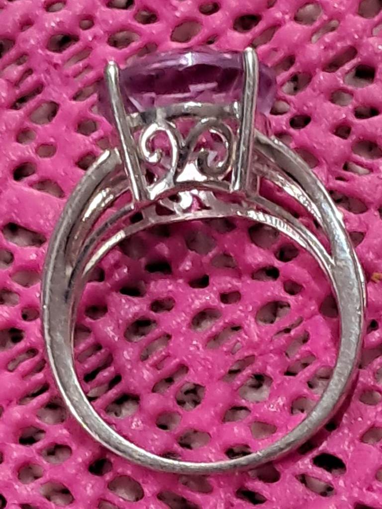 Sterling silver ring retro with pinkish stone Size O