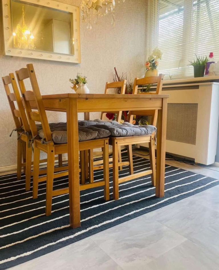 IKEA wooden dining table with 4 chairs 