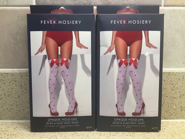 JOBLOT 2 Packets Fever Hoisery Bows & Hearts Opaque Hold Ups - see 3 photos