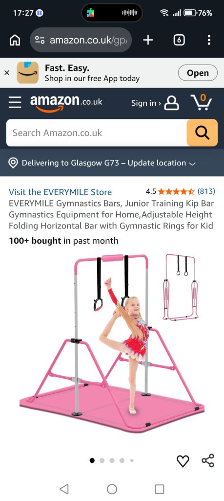 EVERYMILE Junior Gymnastics Training Bar with Rings