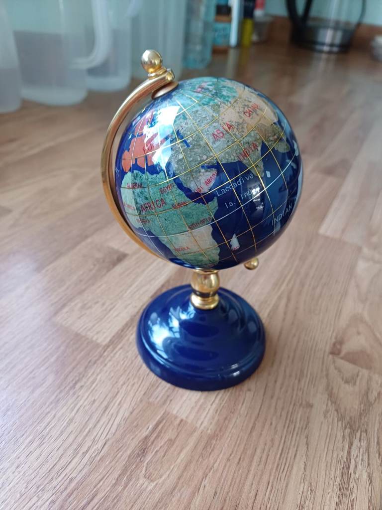 Semi Precious Gemstone Globe Ornament Art 