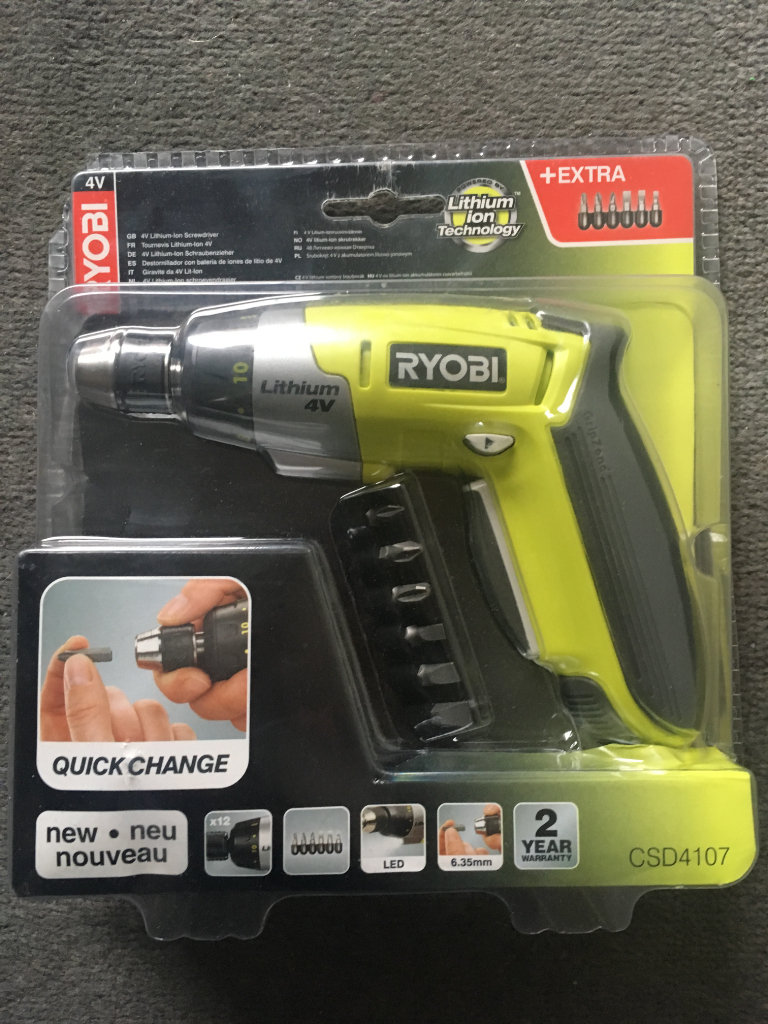 New Ryobi Cordless Screwdriver in Original Packaging