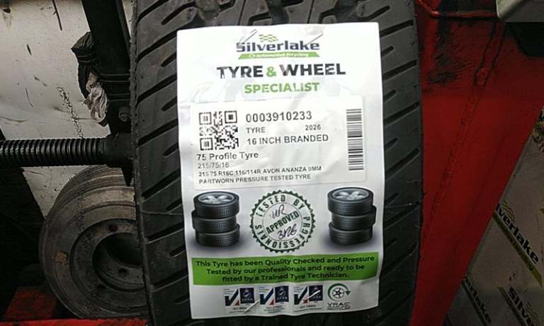 215 75 R16c 116/114r Avon Ananza 9mm Partworn Pressure Tested Tyre