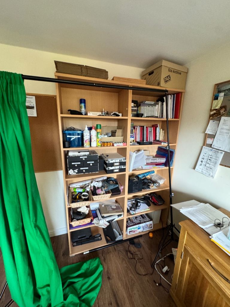 Double Wooden Bookcase – 12 Shelves / Light Brown Storage