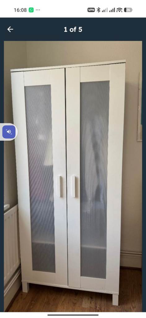 IKEA 2-Door Wardrobe (White with Frosted Glass) – Good Condition & Dismantled
