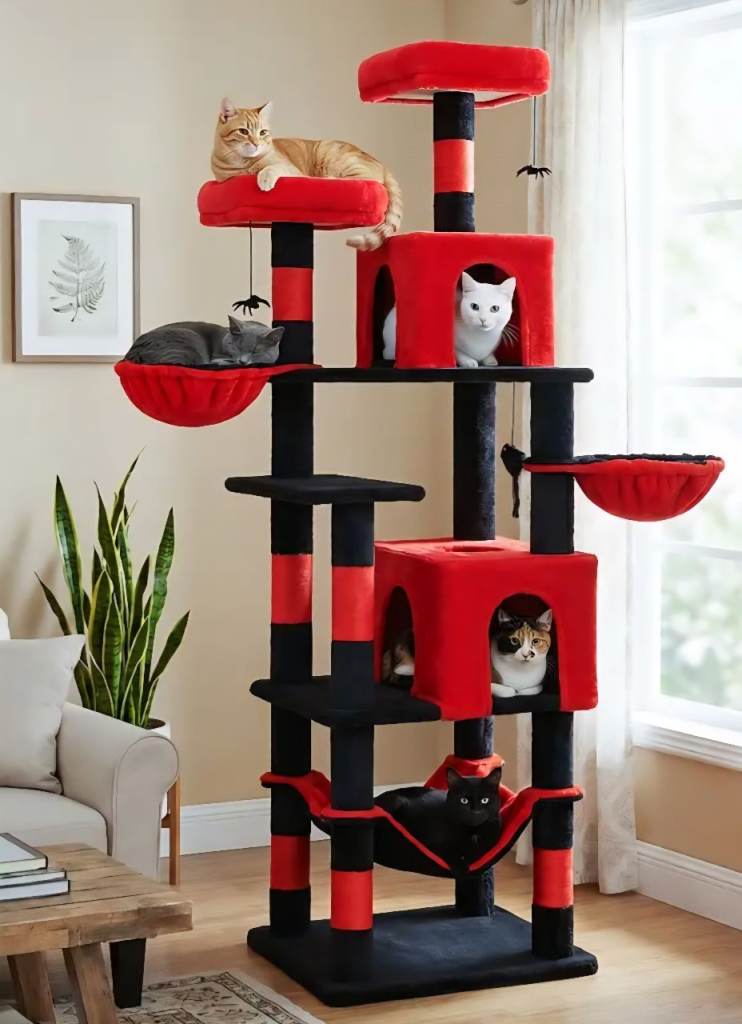 CAT TREE RED/BLACK