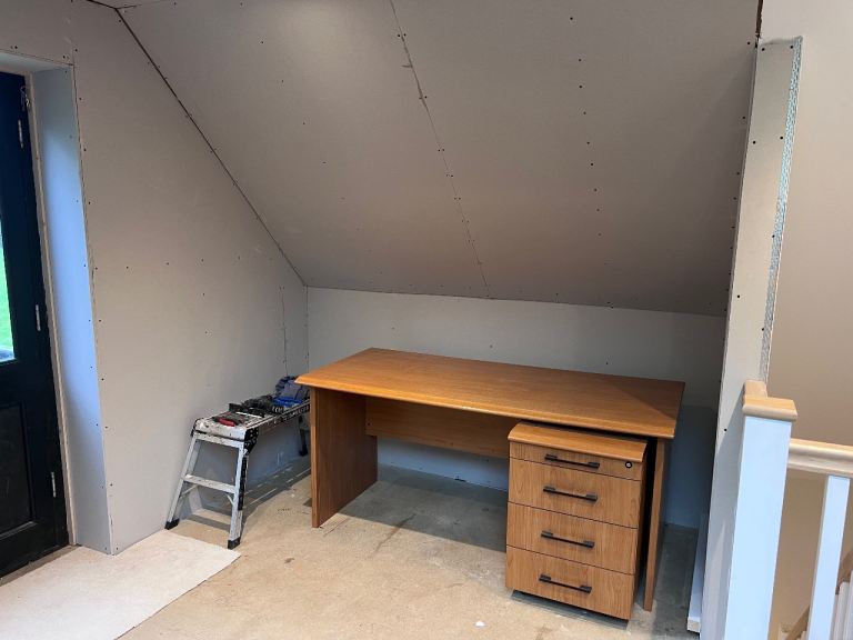 Walnut look desk & draws