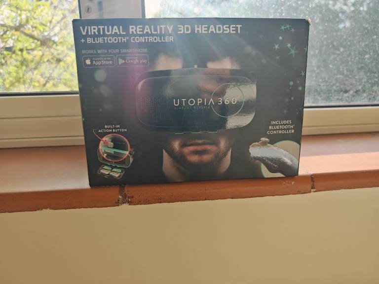 Utopia 360 Virtual Reality 3D Headset + Bluetooth Controller – NEW