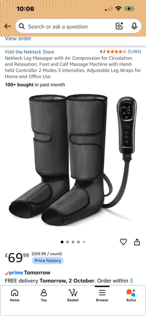 Nekteck Leg Massager with Air Compression for Circulation