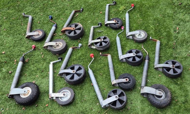 Jockey wheels for caravan or trailer.