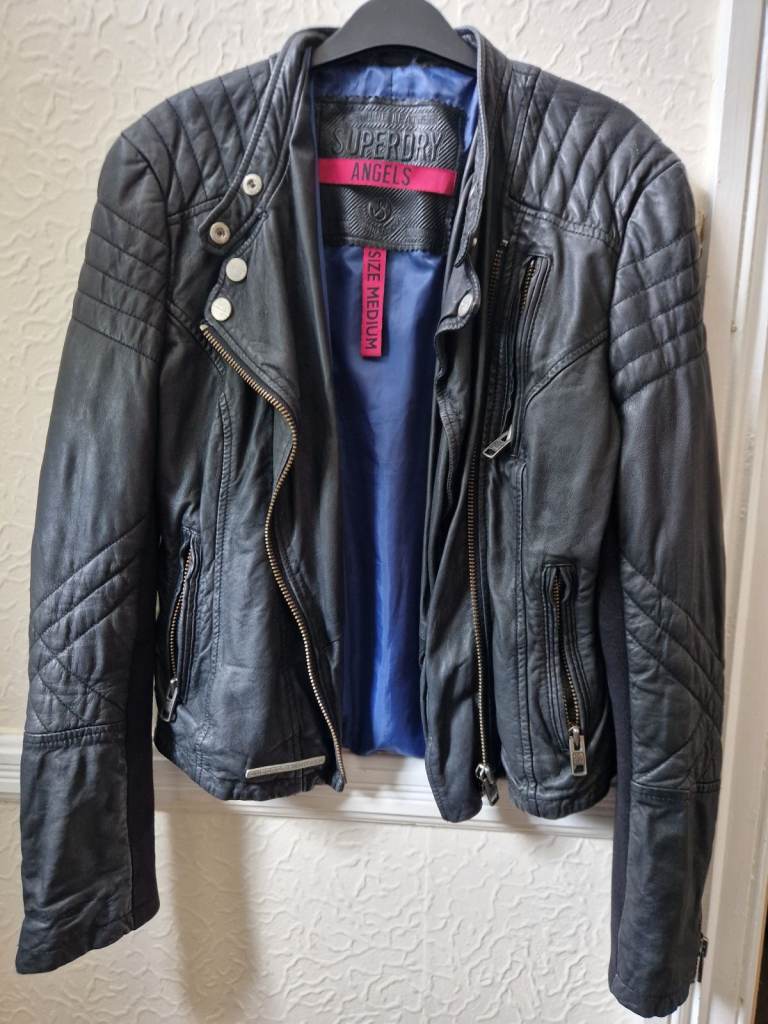 Superdry Angels Black leather Jacket medium