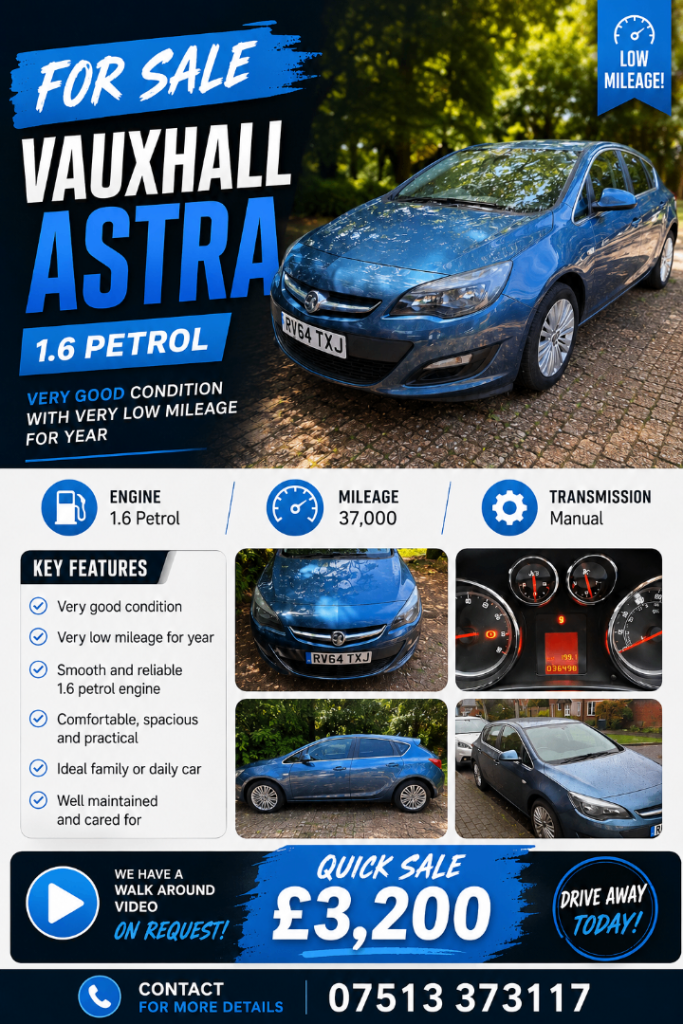 Vauxhall, ASTRA, Hatchback, 2014, Manual, 1598 (cc), 5 doors