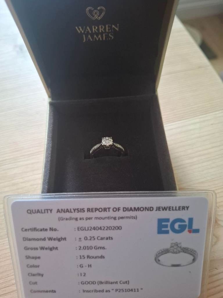 Warren James 9ct White Gold Diamond Cluster (size K) Ring