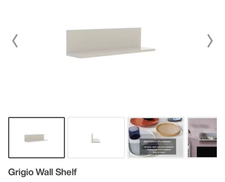 ‘Grigio’ light grey gloss shelf