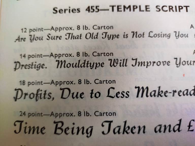 Adana ~ Letterpress  #  12pt TEMPLE SCRIPT COMPLETE PRINTERS TYPE FONT